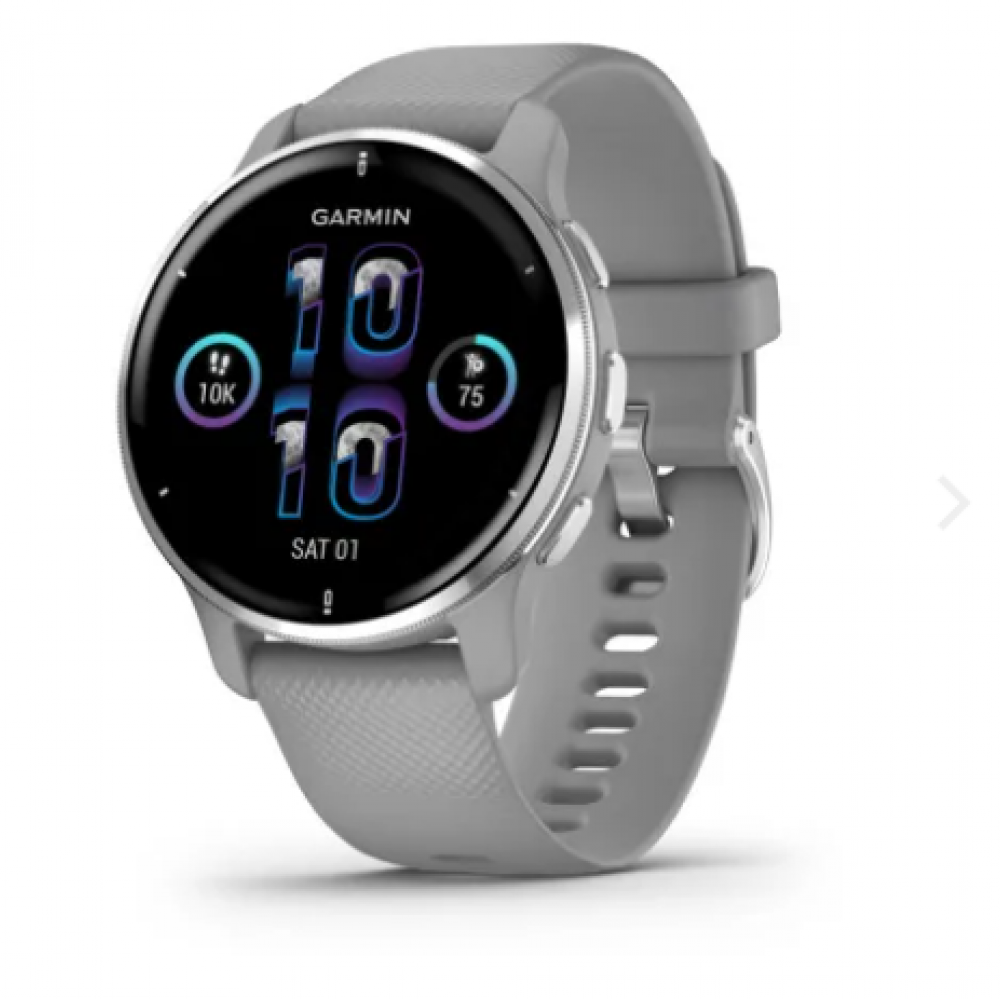 Venu® 2 Plus Silver Stainless Steel Bezel With Powder Grey Case And Silicone Band