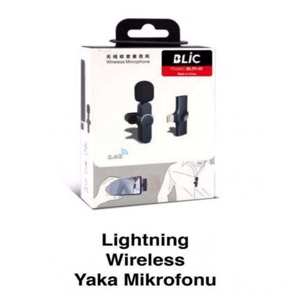 Blic BLM-2 2.4 G Kablosuz Type-C Lightning Kablosuz Yaka Mikrofonu